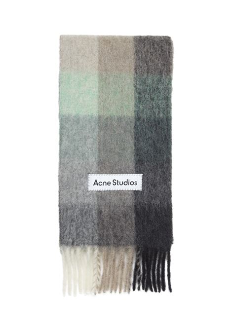sciarpa mohair a quadri unisex verde e grigia ACNE STUDIOS | CA0084BO8